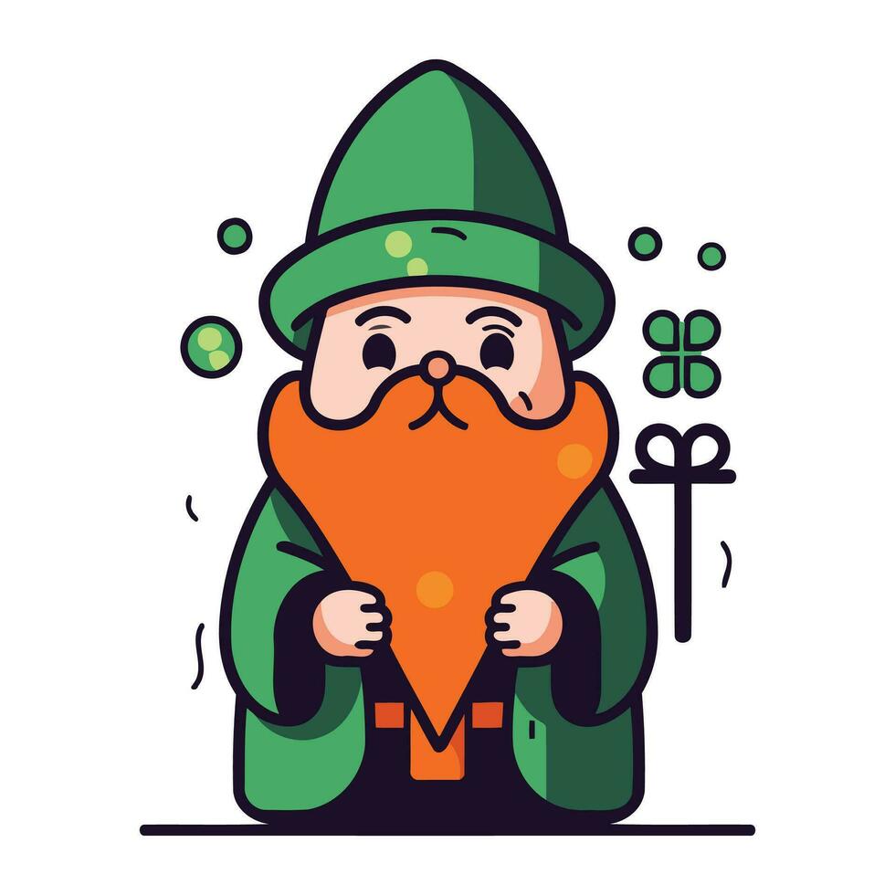 marrant gnome avec une barbe et moustache. vecteur illustration.