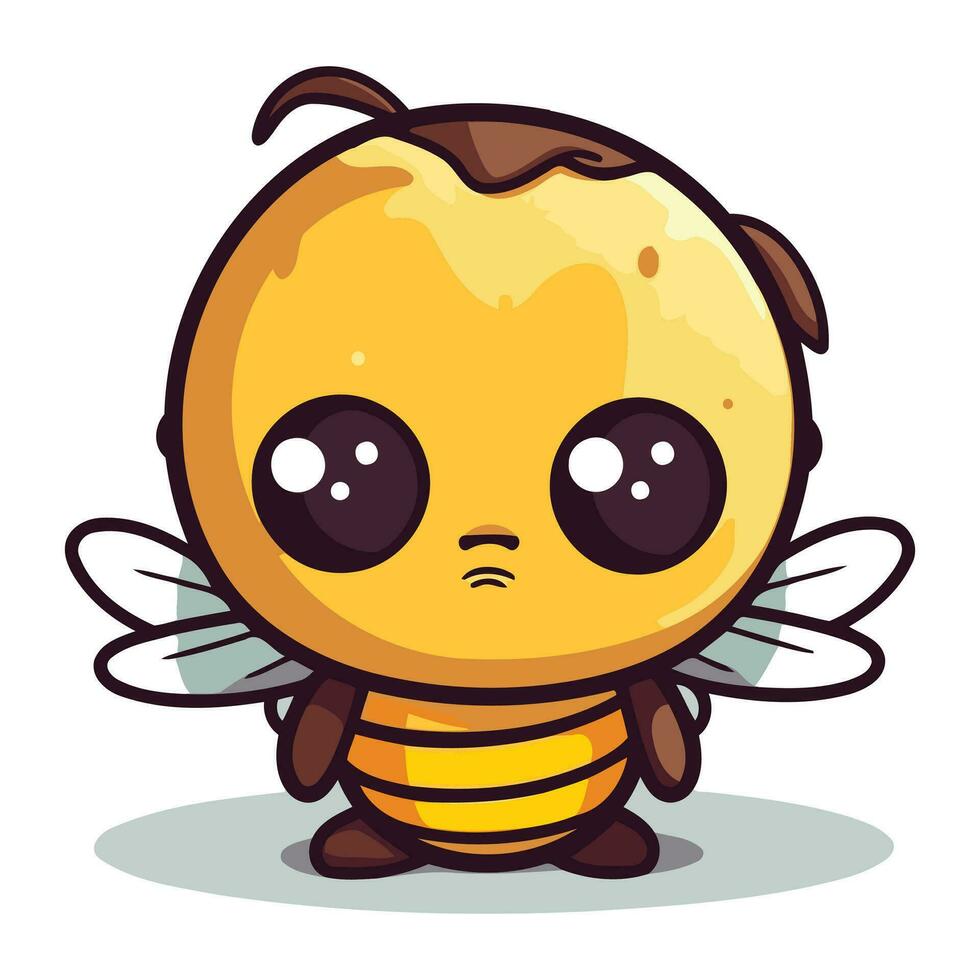 mignonne abeille dessin animé personnage. vecteur illustration isolé sur blanc Contexte.