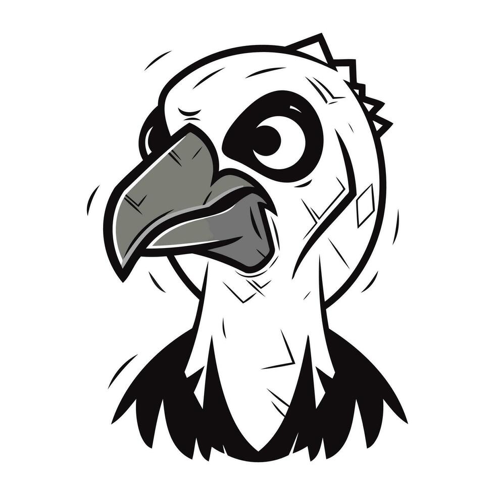 vautour tête isolé sur blanc Contexte. vecteur illustration dans noir et blanc couleurs.