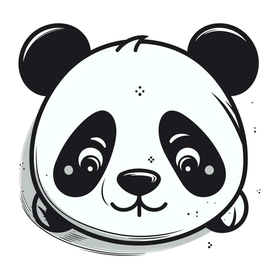 mignonne Panda affronter. main tiré vecteur illustration dans dessin animé style.