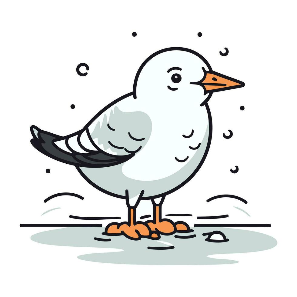 vecteur illustration de une mouette permanent sur le sol dans hiver