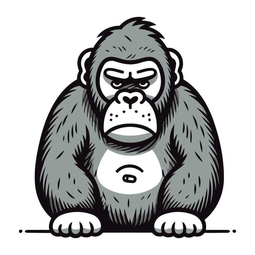 gorille singe mascotte. vecteur illustration sur blanc Contexte.