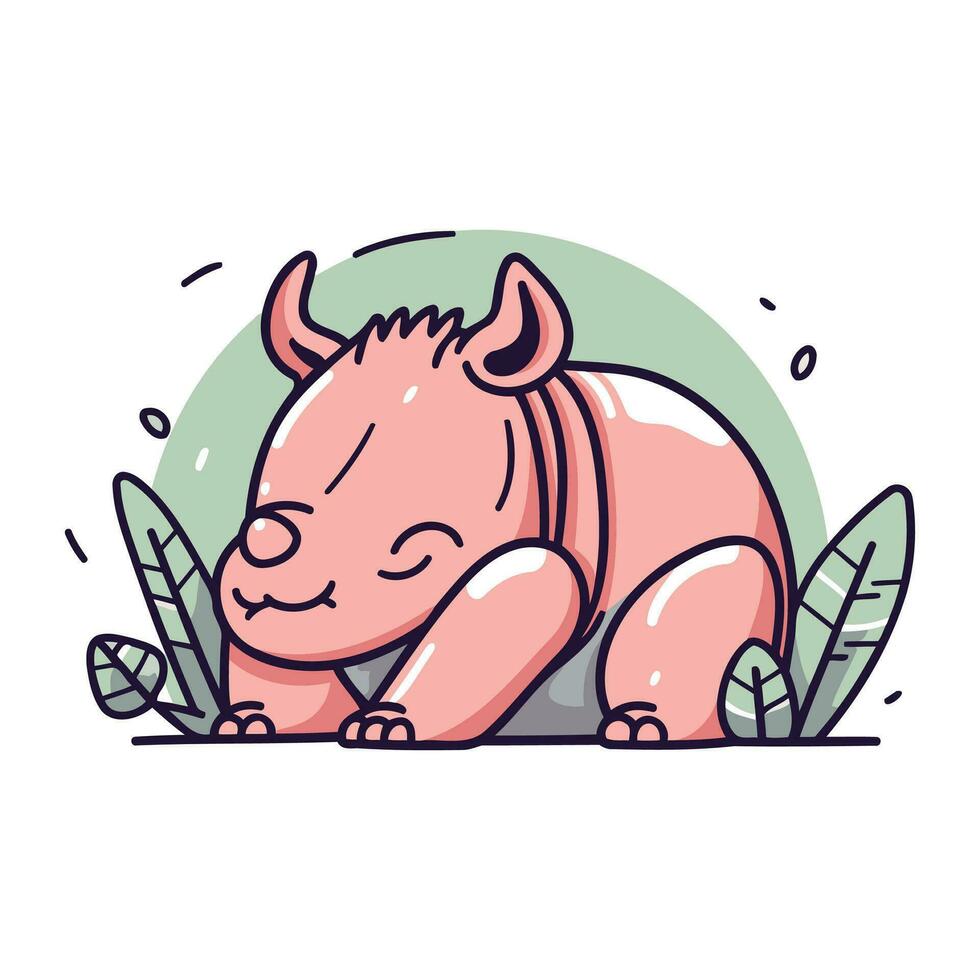 mignonne rhinocéros. vecteur illustration dans dessin animé style.