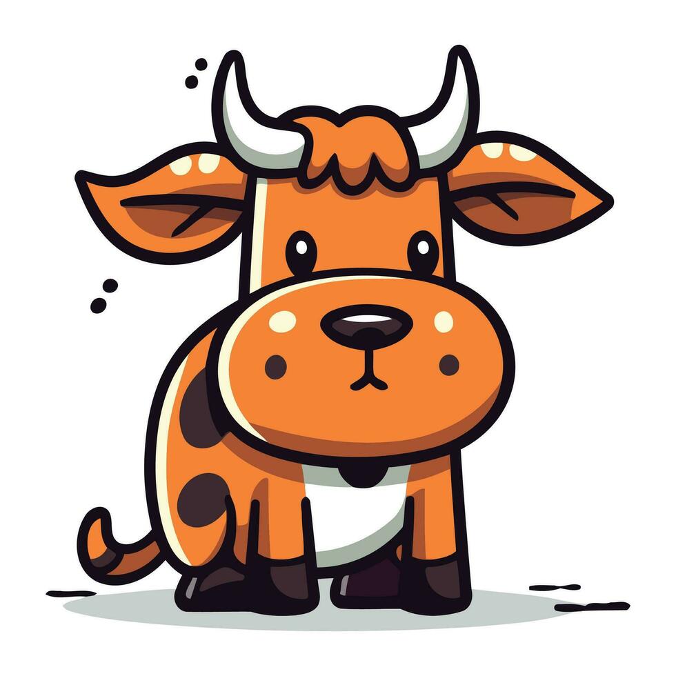 mignonne dessin animé vache isolé sur une blanc Contexte. vecteur illustration.