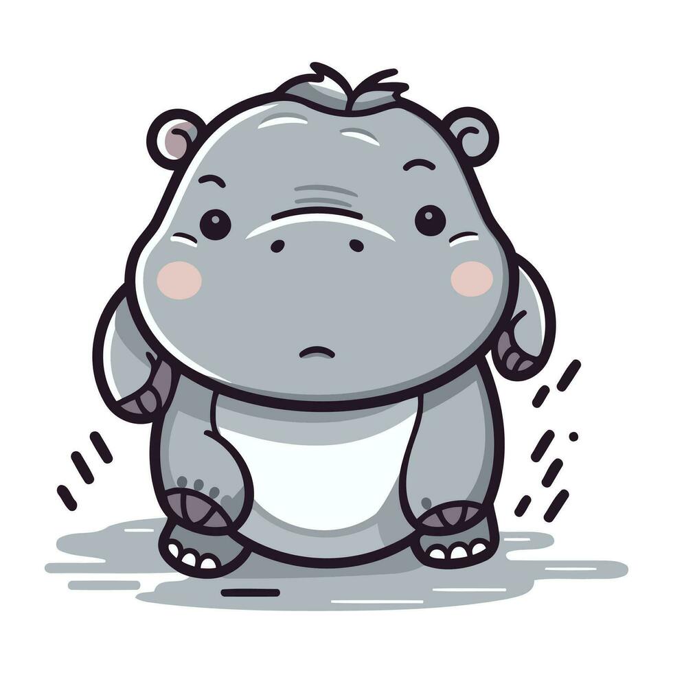 hippopotame pleurs vecteur illustration. mignonne dessin animé animal personnage