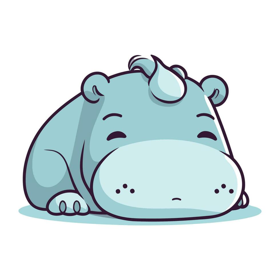 mignonne hippopotame isolé sur blanc Contexte. vecteur illustration.