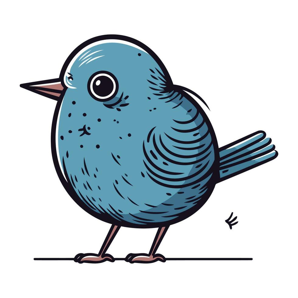 bleu oiseau isolé sur blanc Contexte. vecteur illustration dans dessin animé style.