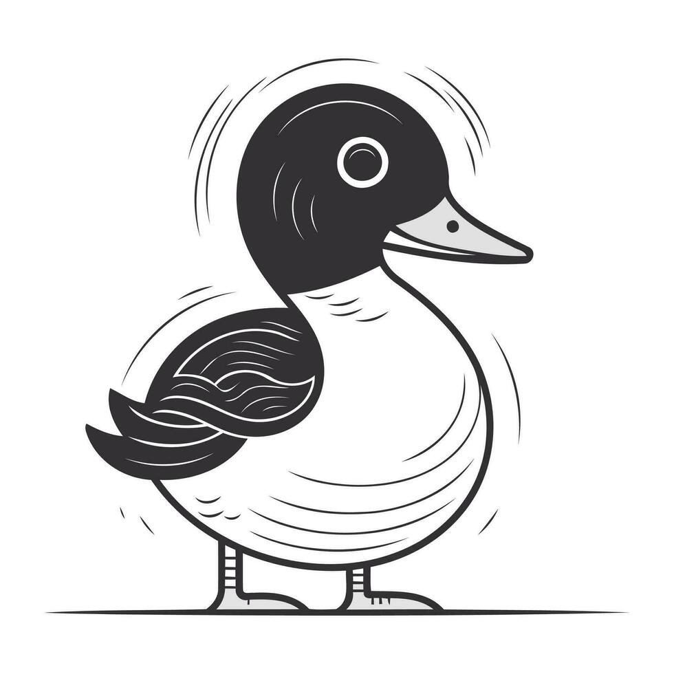 canard sur blanc Contexte. vecteur illustration dans noir et blanc couleurs.