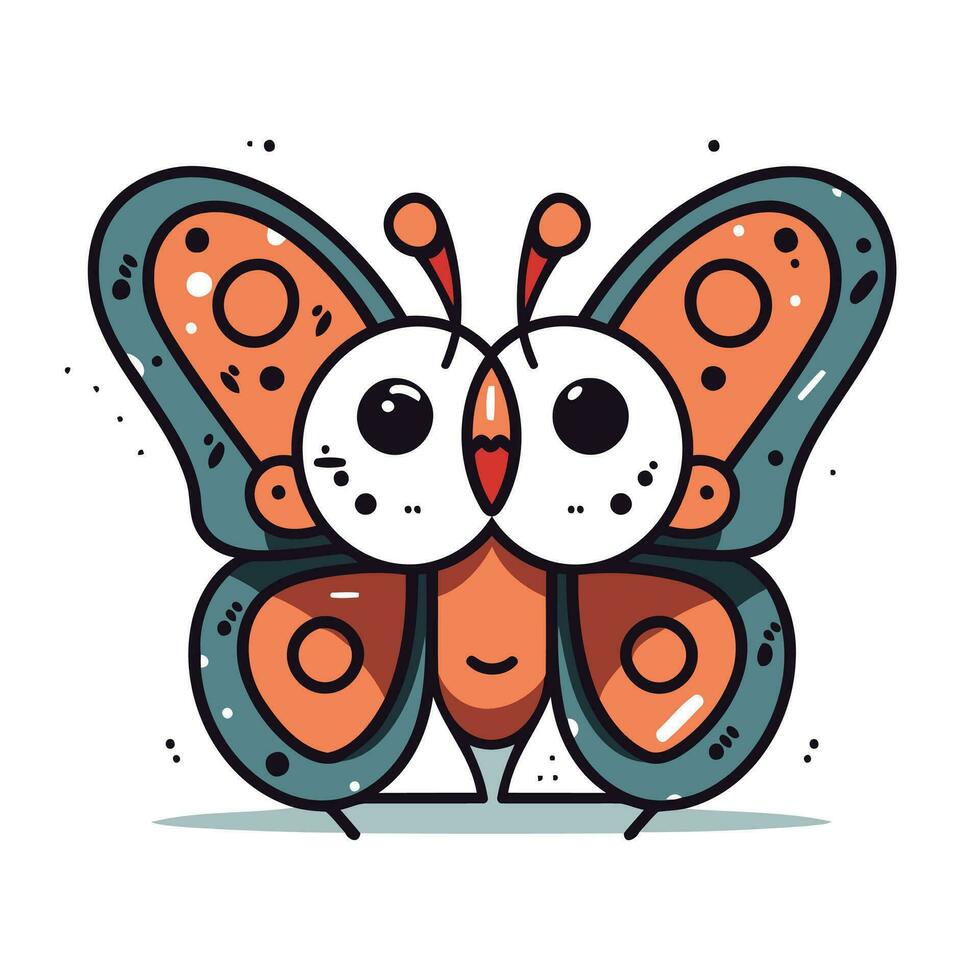 papillon. mignonne dessin animé personnage. coloré vecteur illustration.