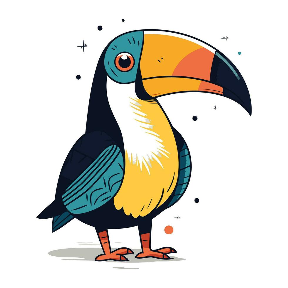 mignonne dessin animé toucan vecteur illustration. dessin animé toucan personnage.