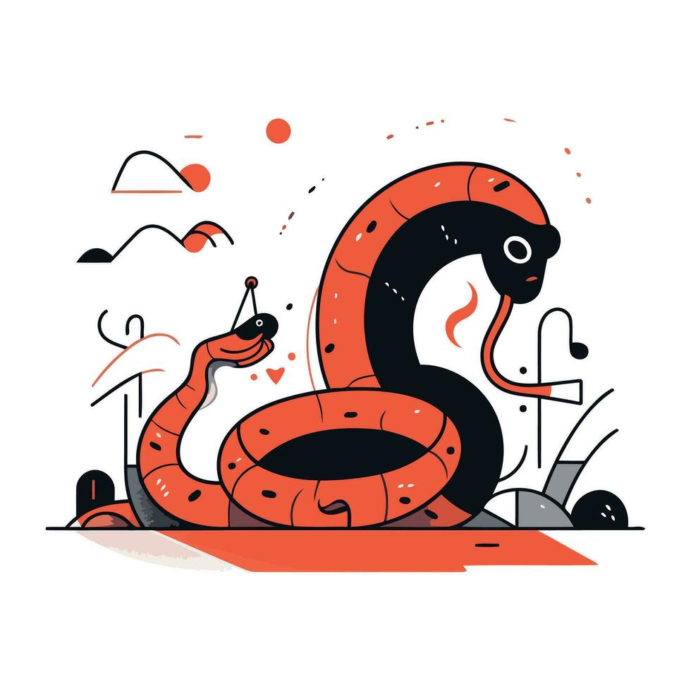 vecteur illustration de serpent sur blanc Contexte. plat ligne art style conception.