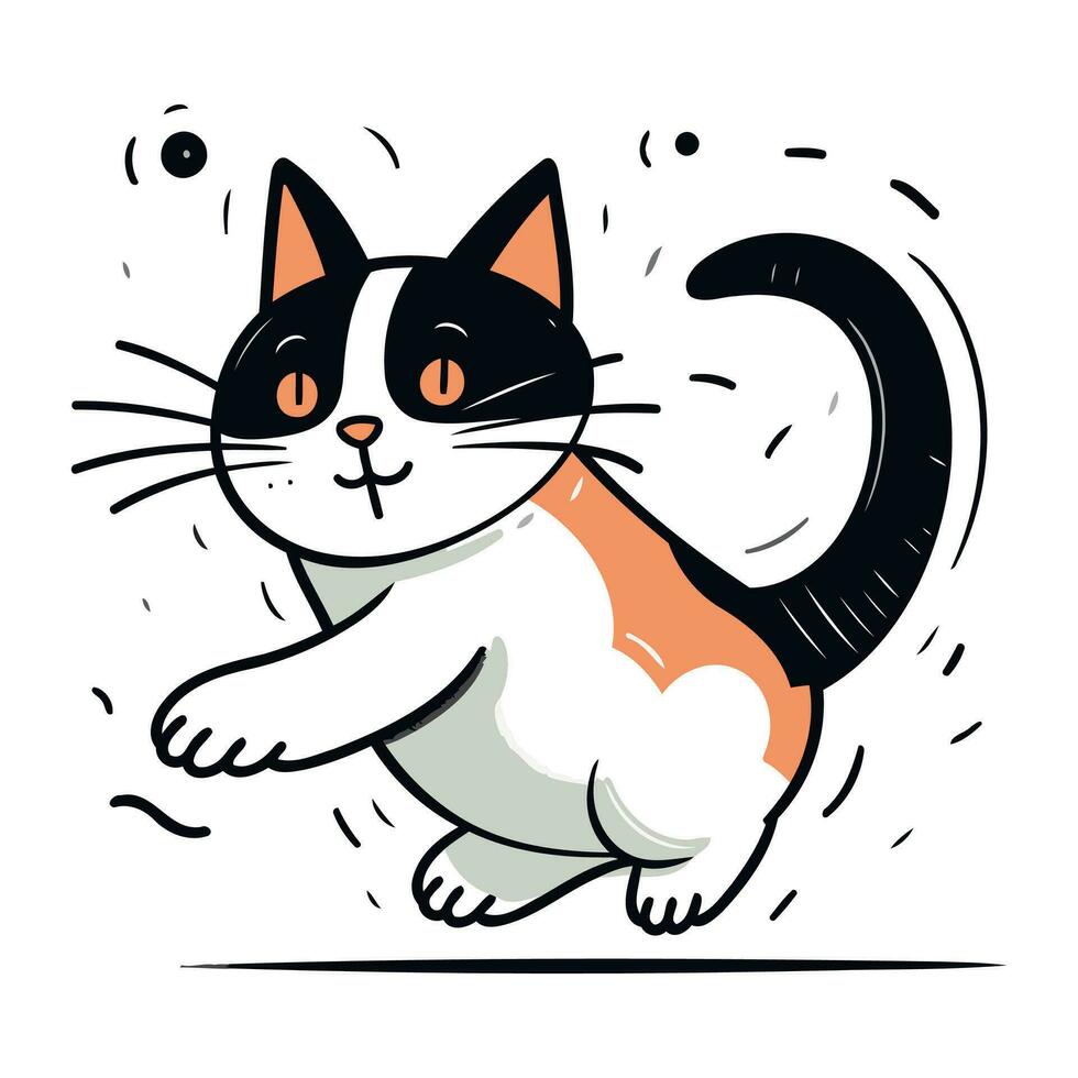 mignonne dessin animé chat en cours d'exécution. vecteur illustration. isolé sur blanc Contexte.