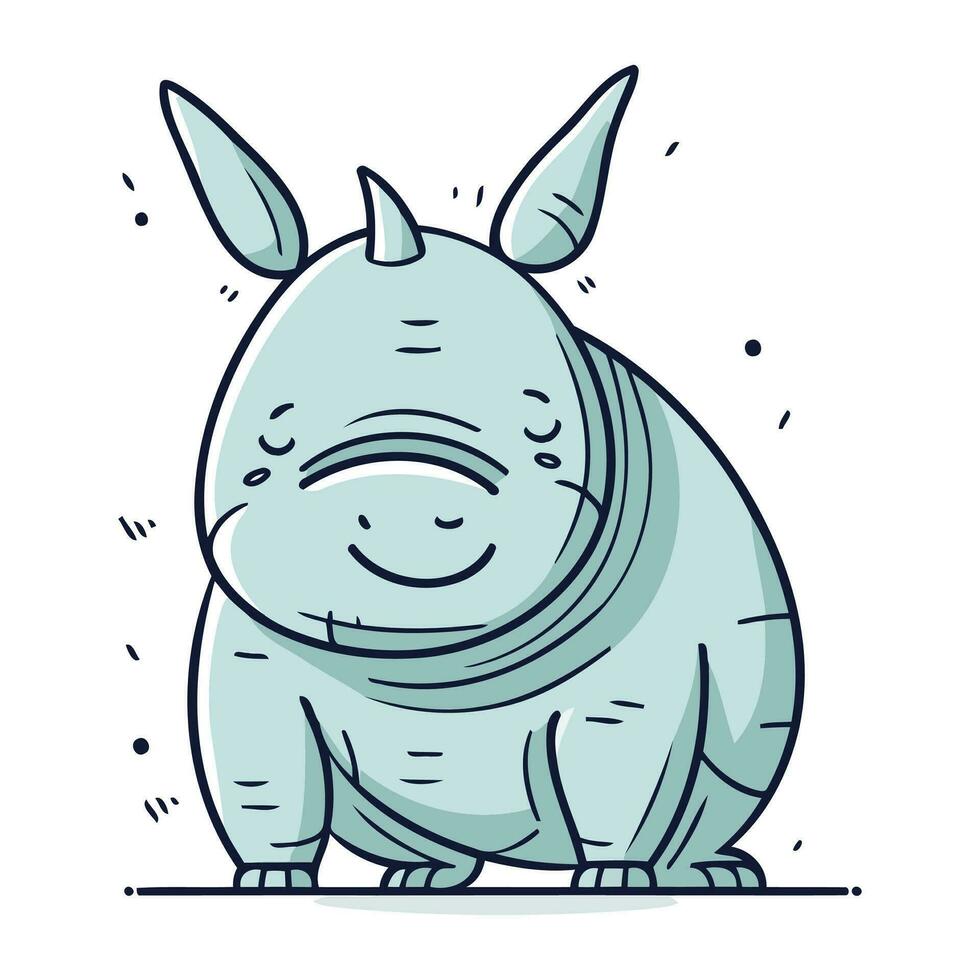 mignonne rhinocéros dessin animé personnage. vecteur illustration de une rhinocéros.