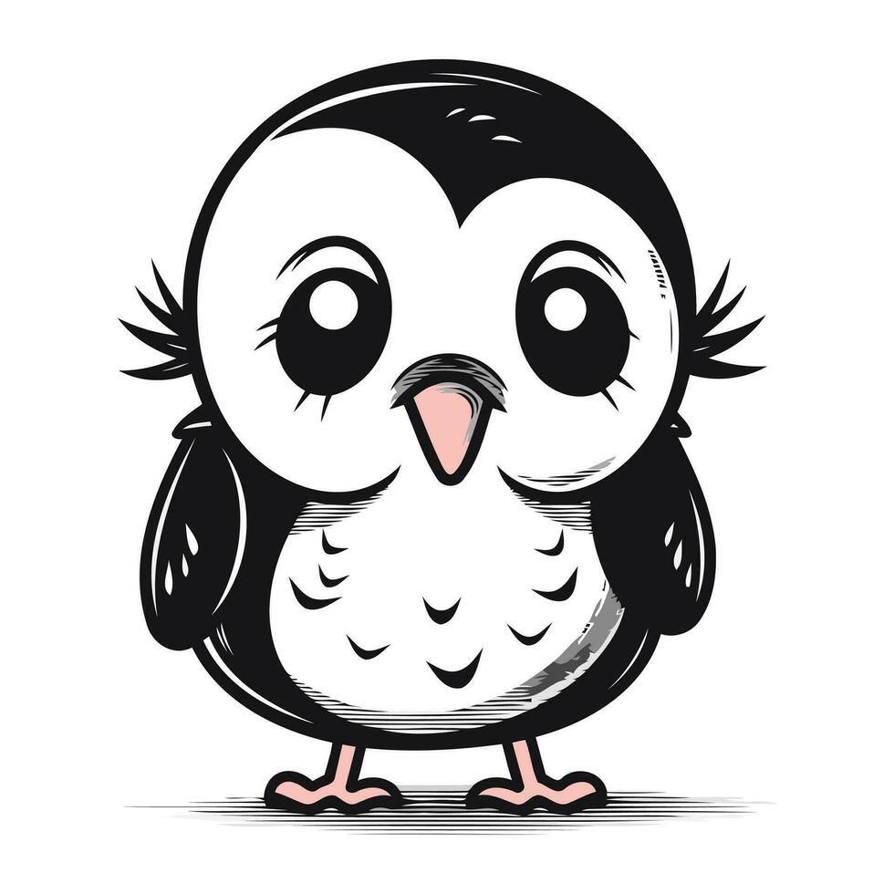 mignonne dessin animé hibou isolé sur une blanc Contexte. vecteur illustration.