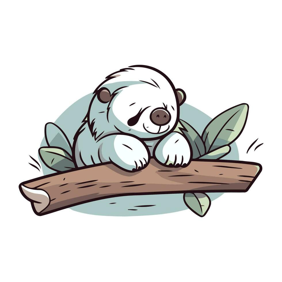mignonne Panda ours séance sur une branche. vecteur illustration.