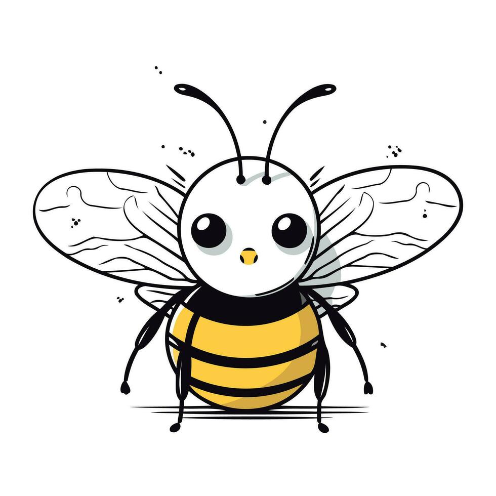 mignonne dessin animé abeille. vecteur illustration. isolé sur blanc Contexte.