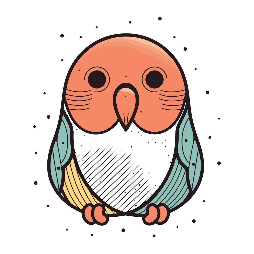 mignonne dessin animé hibou. vecteur illustration dans griffonnage style.