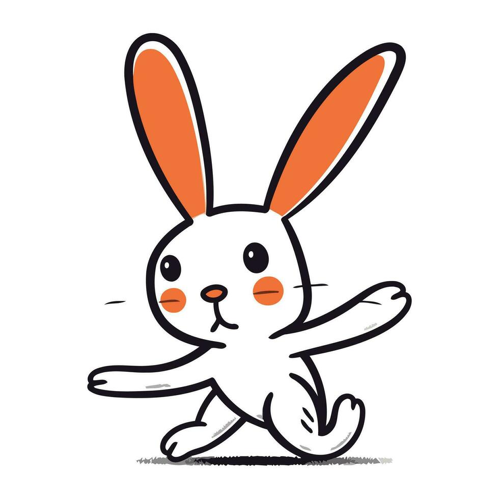 mignonne dessin animé lapin fonctionnement vecteur illustration. marrant Pâques lapin.