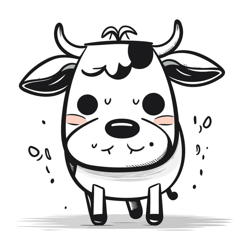 mignonne dessin animé vache. vecteur illustration isolé sur une blanc Contexte.