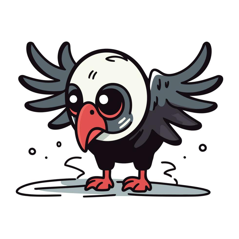 vecteur illustration de une mignonne dessin animé noir et blanc vautour oiseau.