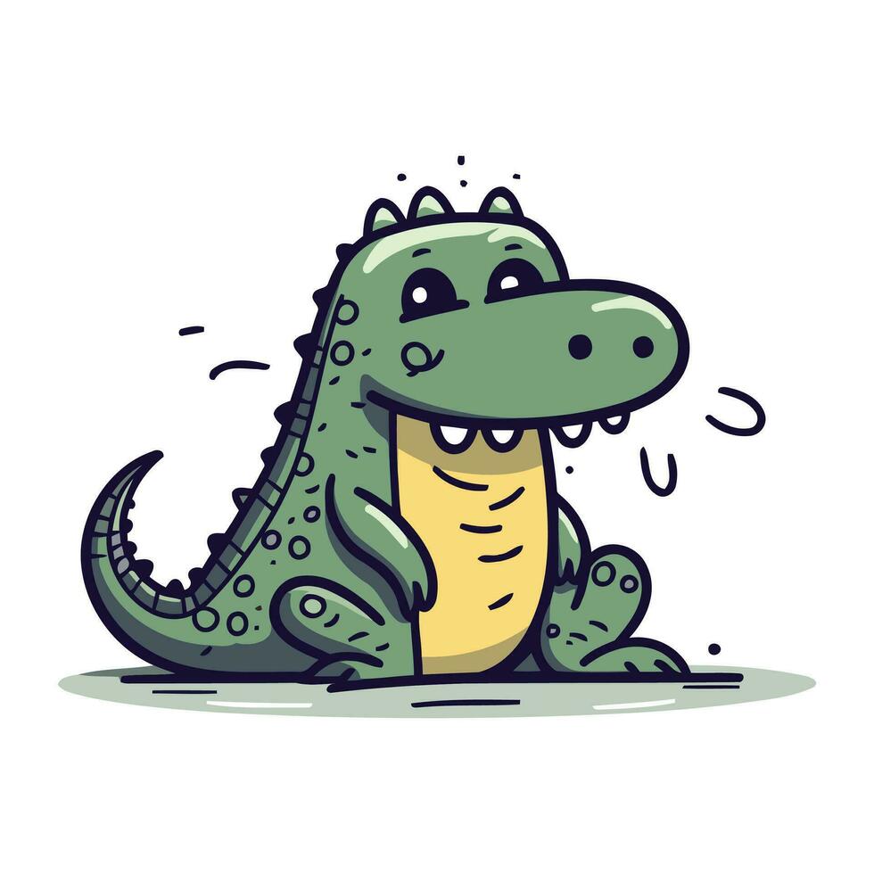 mignonne dessin animé crocodile. vecteur illustration de une crocodile.