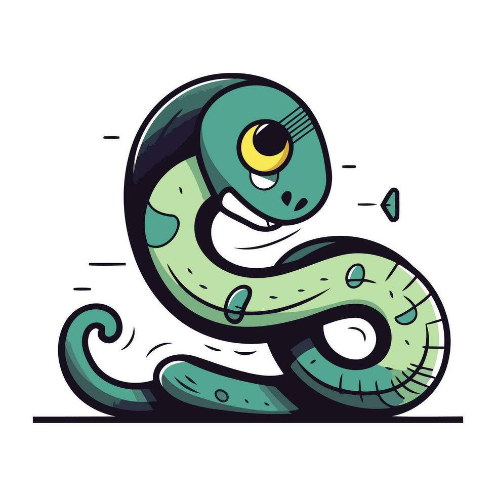 vecteur illustration de dessin animé serpent. isolé sur une blanc Contexte.