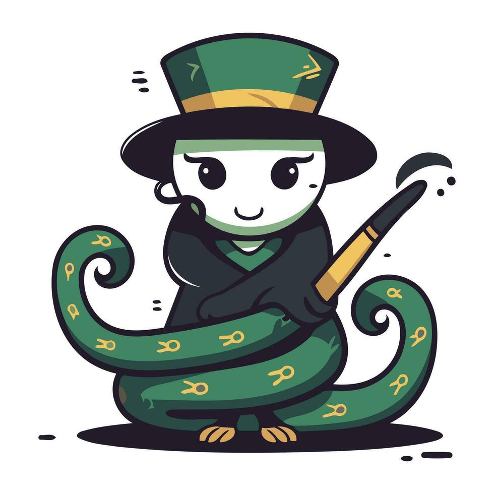 illustration de mignonne serpent portant lutin costume vecteur
