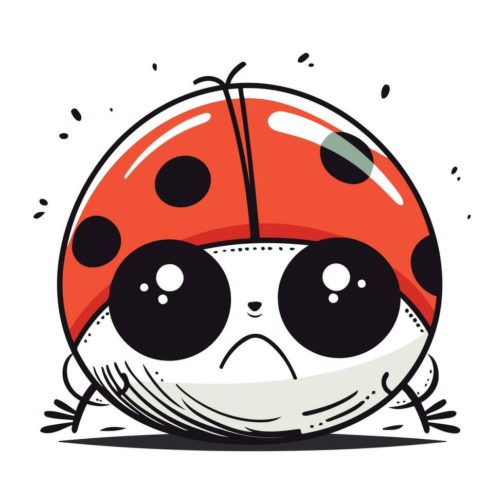 mignonne dessin animé coccinelle isolé sur blanc Contexte. vecteur illustration.