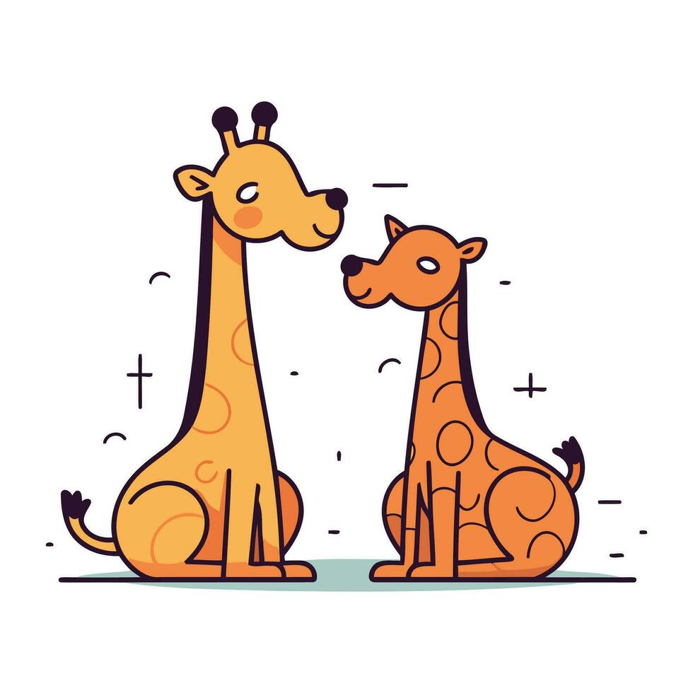 mignonne dessin animé girafes. vecteur illustration dans plat style.