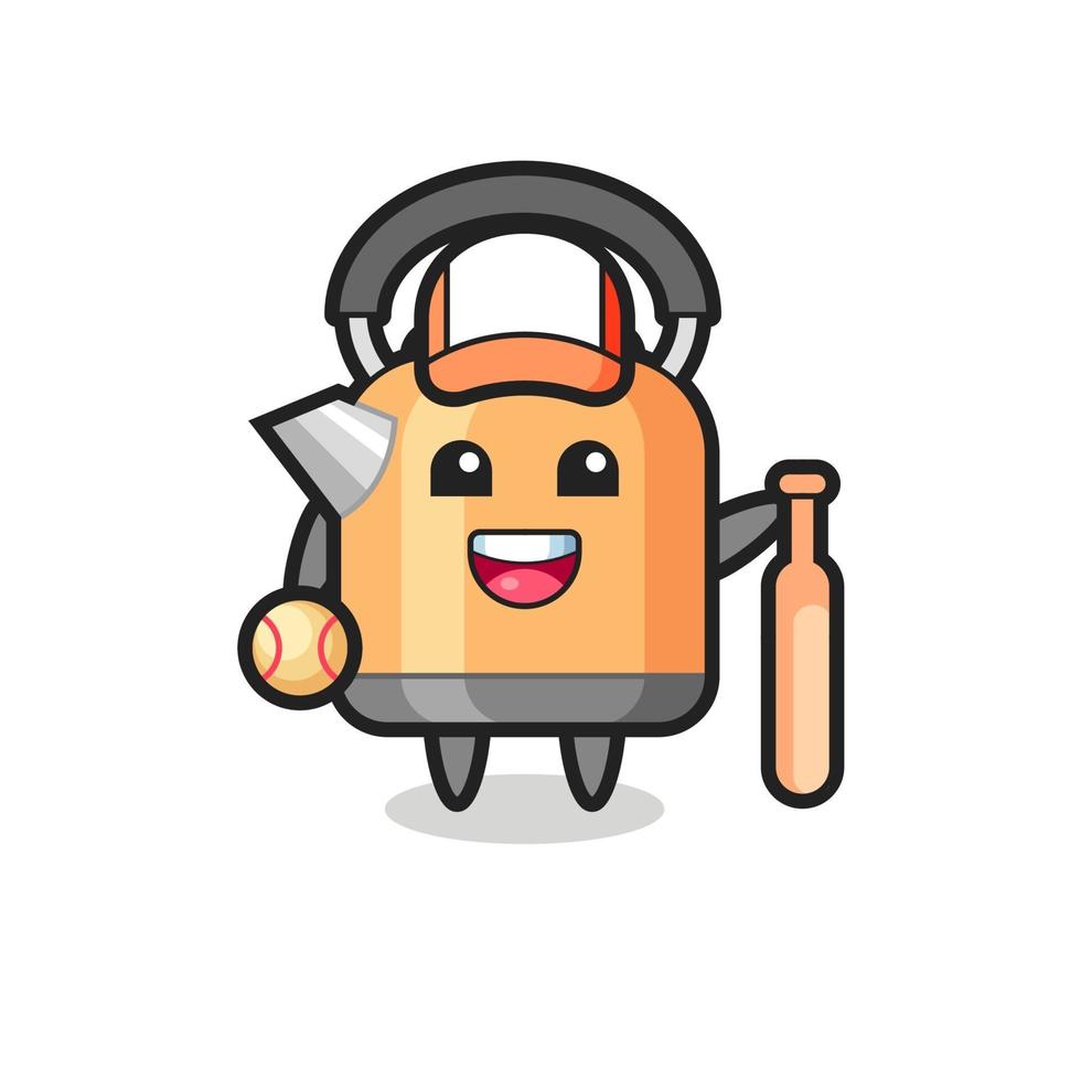 personnage de dessin animé de kettle en tant que joueur de baseball vecteur