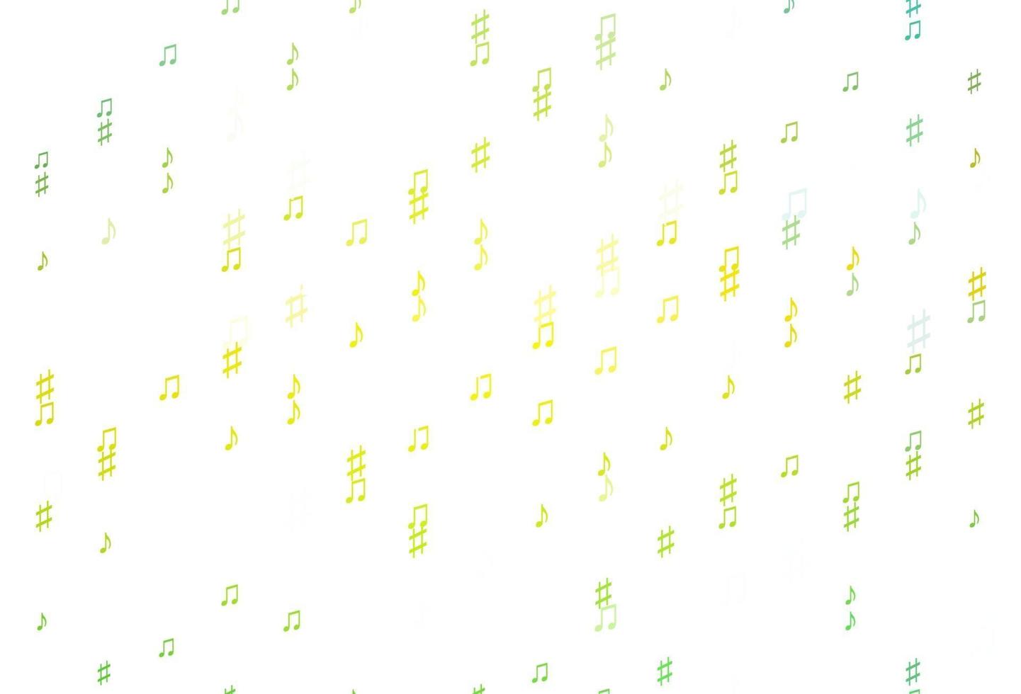 toile de fond de vecteur vert clair et jaune avec des notes de musique.