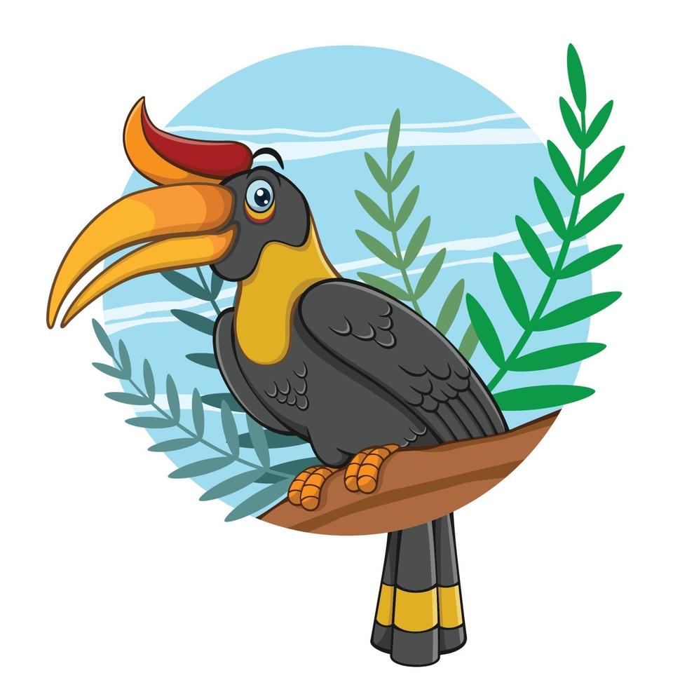 illustration de dessin animé d'oiseau calao vecteur