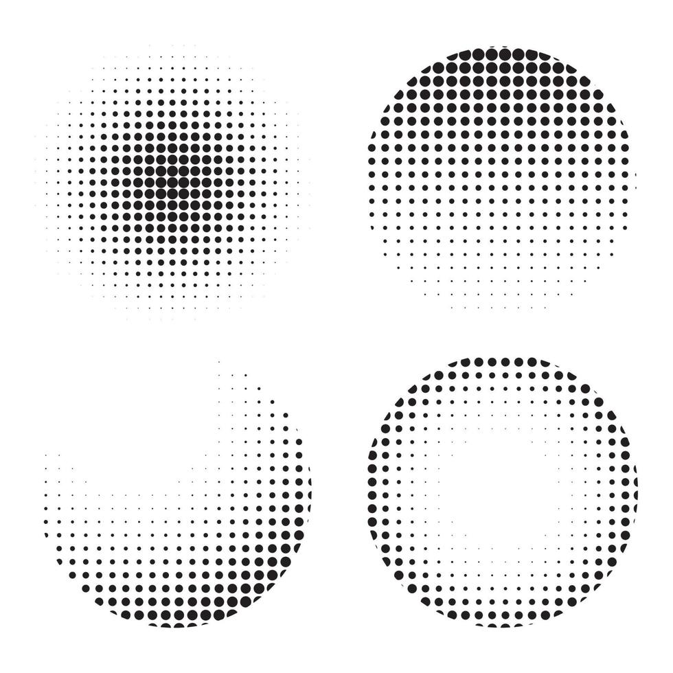 ensemble de texture de demi-teinte de cercle pour la conception graphique. illustration vectorielle vecteur