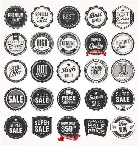 Étiquettes et badges vintage rétro vecteur