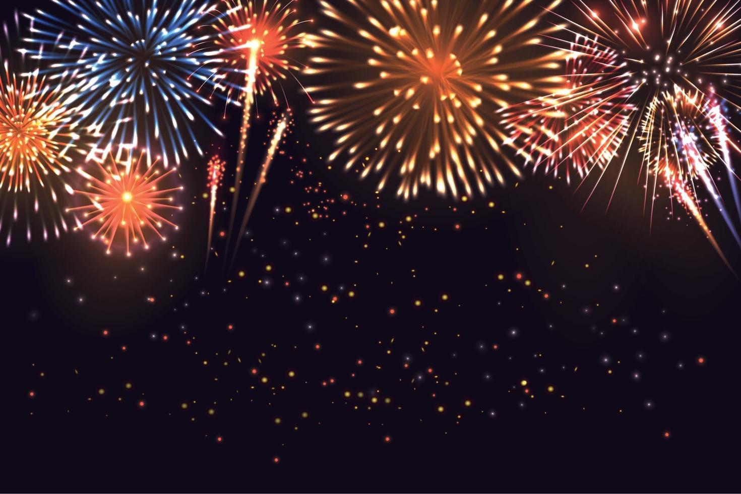 composition de fond de feux d'artifice réaliste vecteur