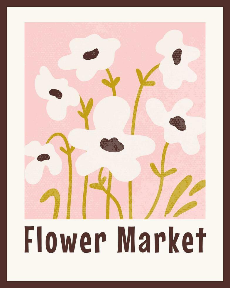 fleur marché abstrait affiche. contemporain Marguerite fleur imprimable mur art. esthétique botanique placard, brochure, couverture, carte Cadre. vecteur illustration