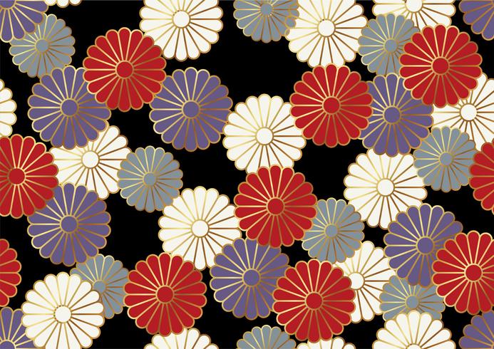 Motif de chrysanthème sans soudure dans le style traditionnel japonais. vecteur