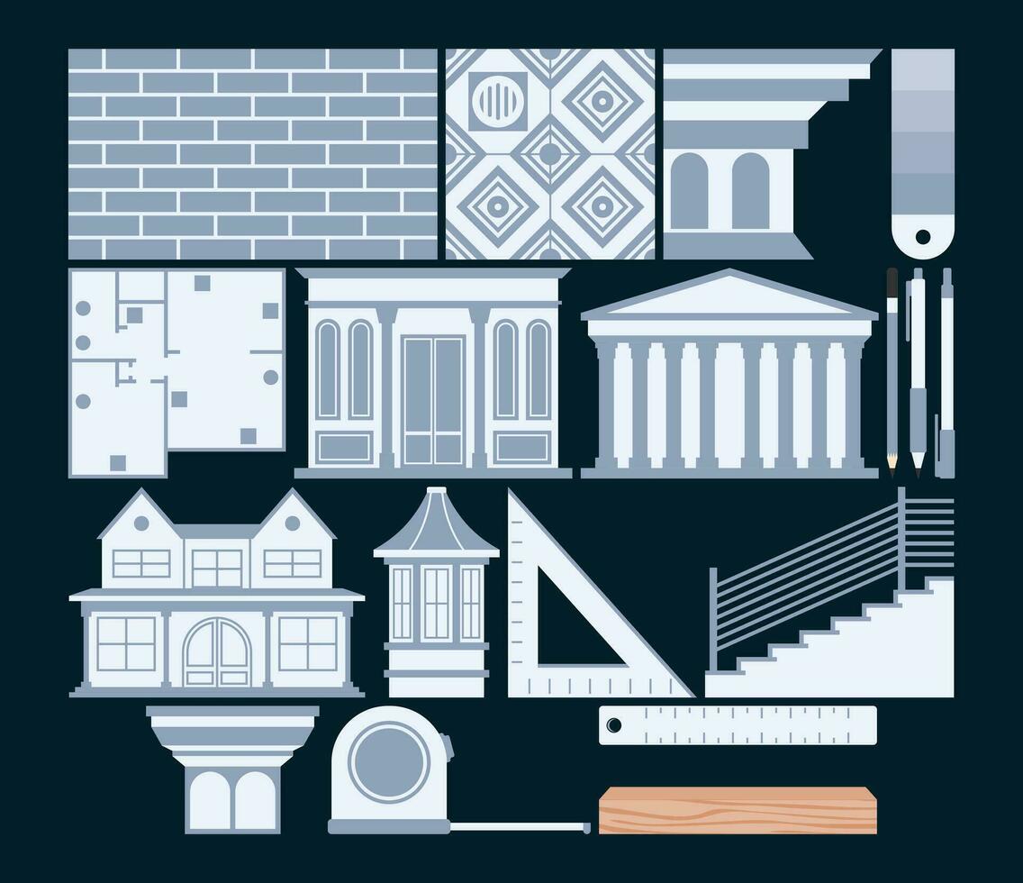 illustration de architectural outils et éléments structure collection vecteur