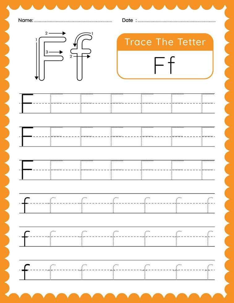 alphabet lettre F trace feuille de travail pour des gamins vecteur