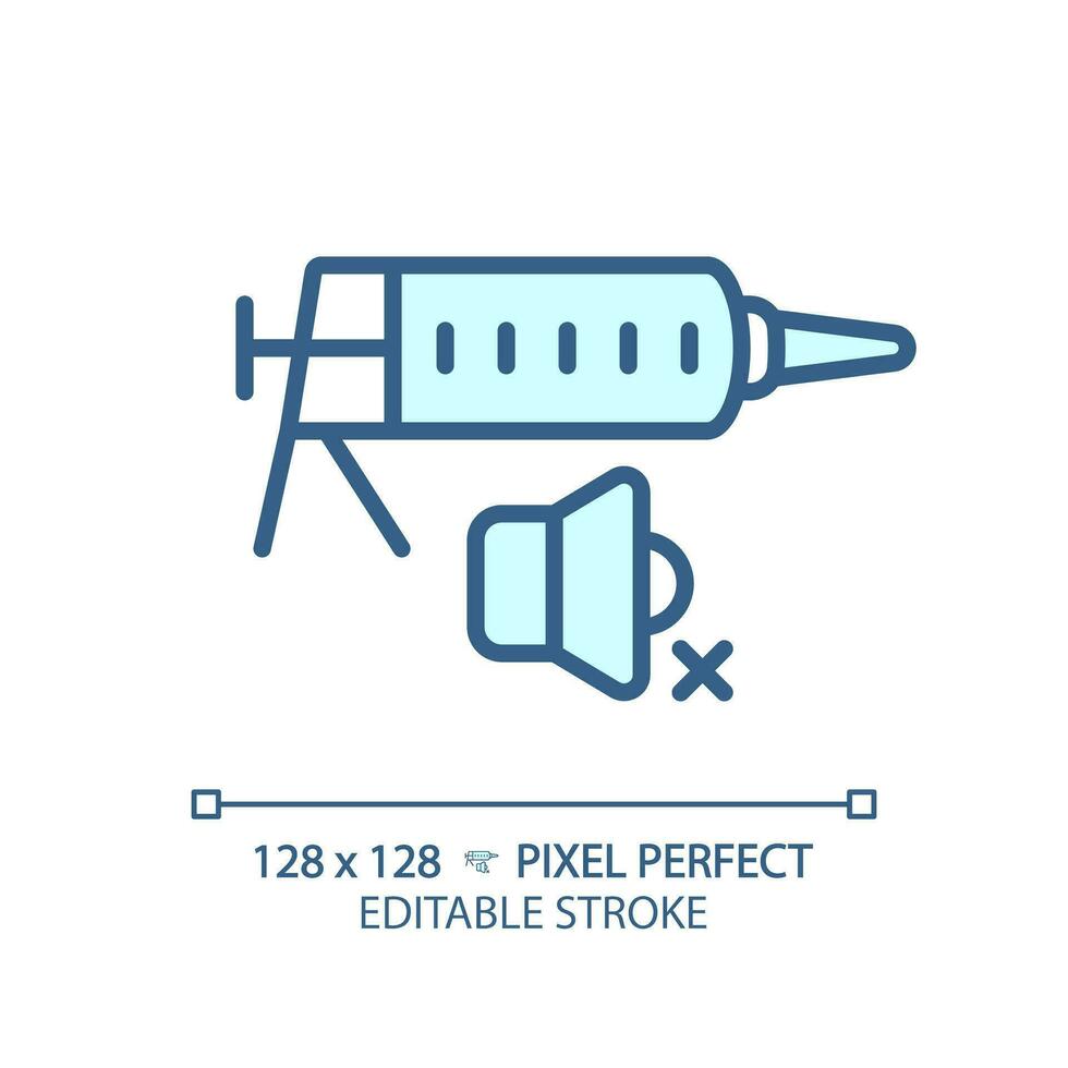 2d pixel parfait modifiable insonoriser scellant bleu icône, isolé vecteur, insonorisation mince ligne illustration. vecteur