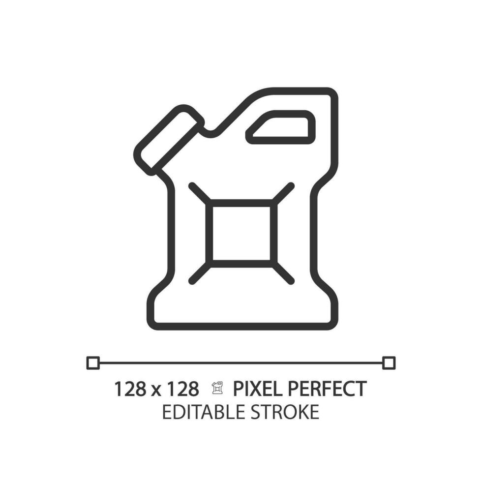 jerrycan linéaire icône. Plastique boîte. jerry peut. moteur pétrole bouteille. carburant récipient. diesel peut. Ravitaillement auto. mince ligne illustration. contour symbole. vecteur contour dessin. modifiable accident vasculaire cérébral
