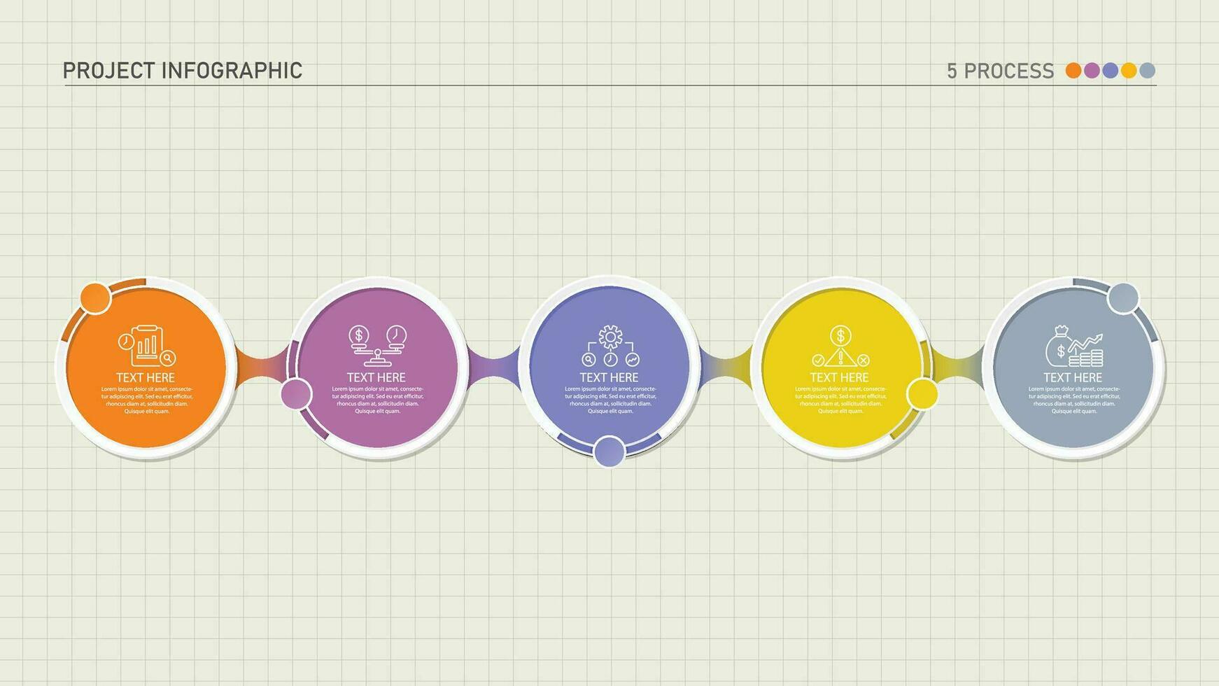 infographie processus conception avec Icônes et 5 les options ou pas. vecteur