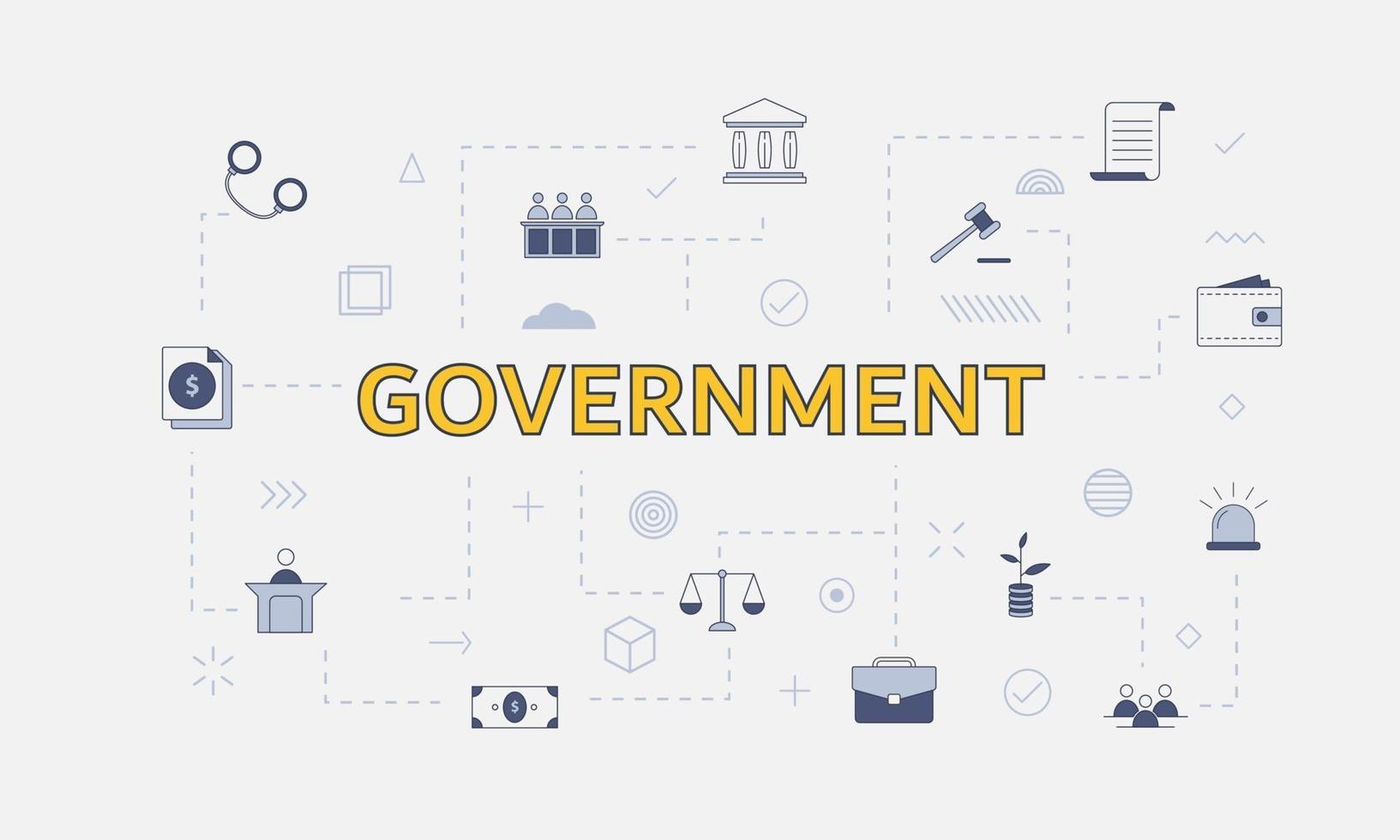 concept de gouvernement avec jeu d'icônes avec grand mot ou texte vecteur