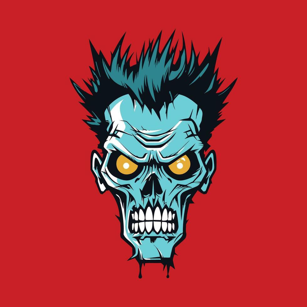 tête de une mort zombi dessin animé personnage illustration vecteur
