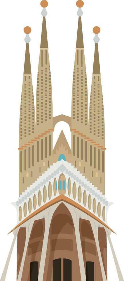 Basilique de le saint famille, Barcelone, Espagne. isolé sur blanc Contexte vecteur illustration.