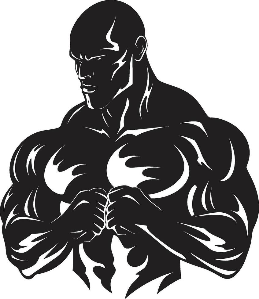 ombragé force vecteur muscle sérénité encrier intensité noir bodybuilder vecteur