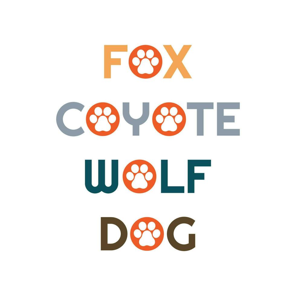initiale Renard chien coyote Loup caractères avec empreinte symbole signe illustration vecteur