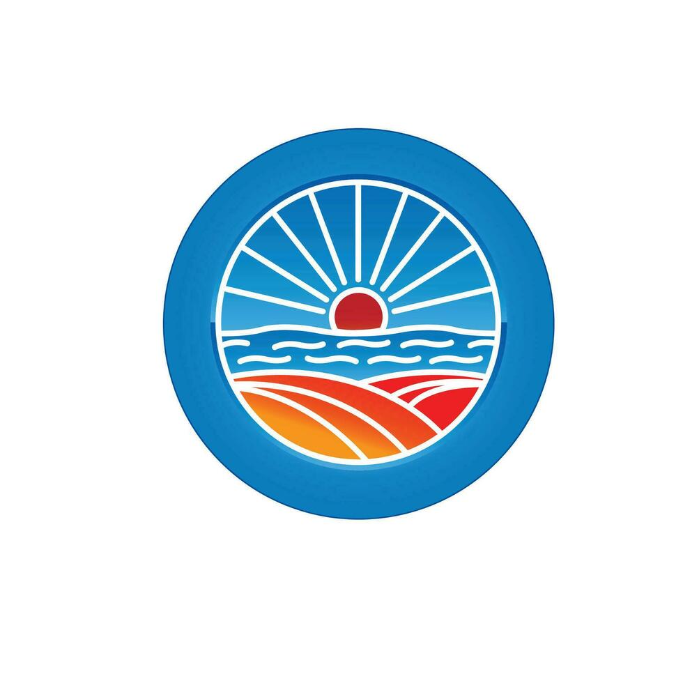 Soleil et plage logo vecteur