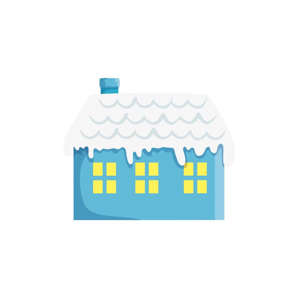 maison avec icône isolé de neige vecteur