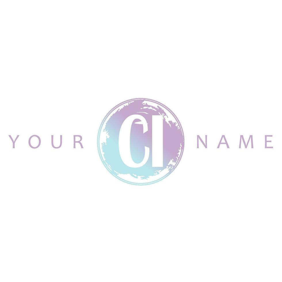 ci initiale logo aquarelle vecteur conception